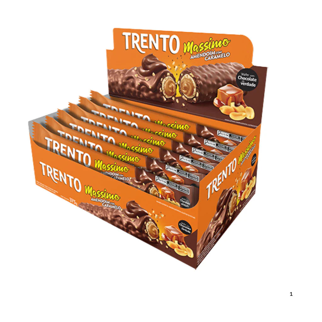 Chocolate Trento Massimo Amendoim Caramelo Com 15 Unidades De 25g